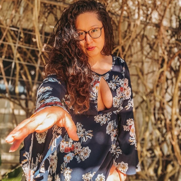 Navy Floral Cocktail Dress - Picture 5 of 6